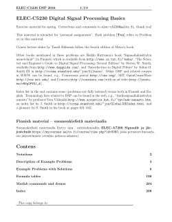 ELEC-C5230 Digital Signal Processing Basics Contens