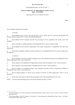 M.1450 - Characteristics of broadband radio local area networks