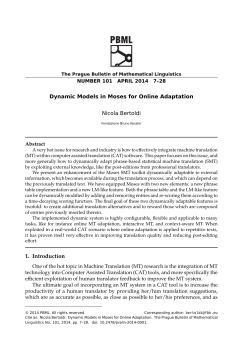 Dynamic Models in Moses for Online Adaptation