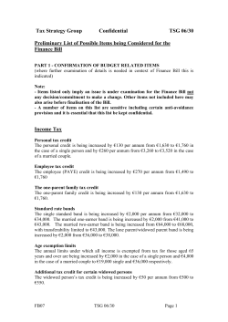 Tax Strategy Group Confidential TSG 06/30 Preliminary List of