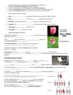 Mendel Genetics, Part 2: Codominance and Intermediate traits