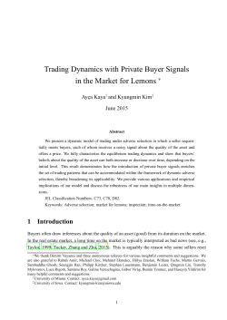 Trading Dynamics with Private Buyer Signals in the Market for Lemons