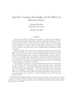 Imperfect Common Knowledge and the Effects of Monetary Policy &lowast;