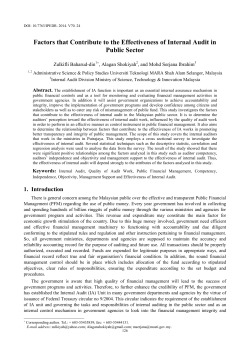 Factors that Contribute to the Effectiveness of Internal Audit in Public