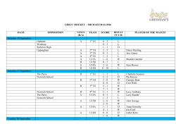 GIRLS` HOCKEY &ndash; MICHAELMAS 2016 DATE OPPOSITION (H/A