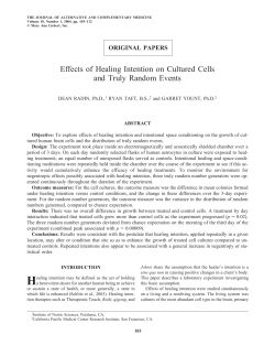 Effects of Healing Intention on Cultured Cells and Truly Random