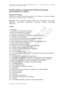 International Cooperation for Sustainable Development