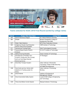 Teams selected for IICDC 2016 Final Round