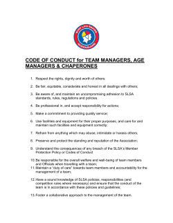 CODE OF CONDUCT for TEAM MANAGERS, AGE MANAGERS
