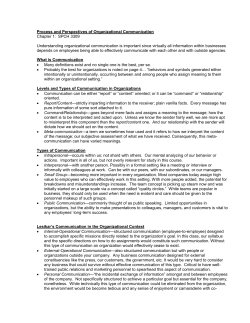 Process and Perspectives of Organizational Communication