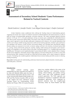 Assessment of Secondary School Students` Game Performance