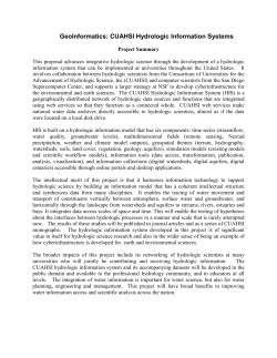 CUAHSI Hydrologic Information Systems Proposal Narrative