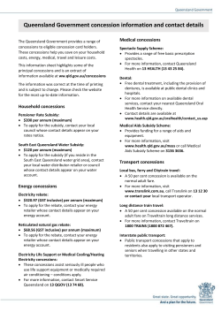 Queensland Government concession information and contact details
