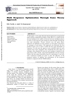 Multi Responses Optimization Through Game Theory Approach