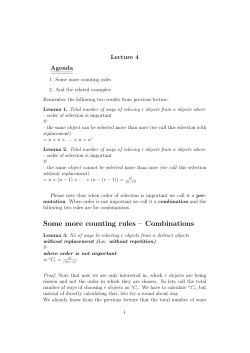 Some more counting rules &ndash; Combinations