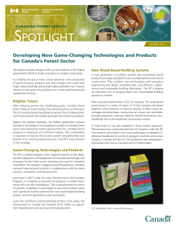 Canadian Forest Service Spotlight. Developing new game