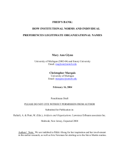 FRED`S BANK: HOW INSTITUTIONAL NORMS AND INDIVIDUAL