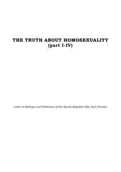 THE TRUTH ABOUT HOMOSEXUALITY (part I)