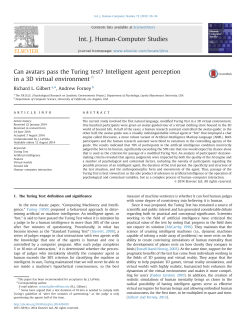 Can avatars pass the Turing test? Intelligent agent perception in a