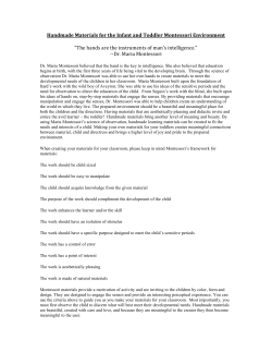 Handmade Materials for the Infant and Toddler Montessori