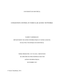 CONGESTION CONTROL IN VEHICULAR AD HOC NETWORKS
