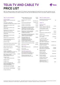 TELIA TV AND CABLE TV PRICE LIST