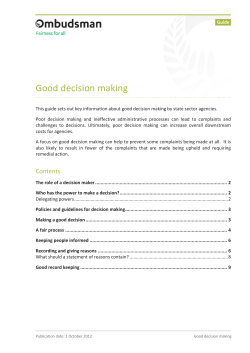 Good decision making - Office of the Ombudsman
