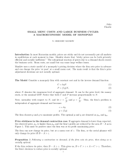 John Charlie SMALL MENU COSTS AND LARGE BUSINESS