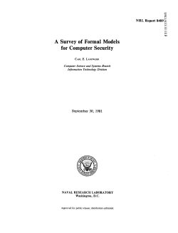 A Survey of Formal Models for Computer Security
