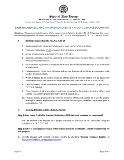 Banking and Securing Air Emission Credits &ndash; NJDEP Guidance