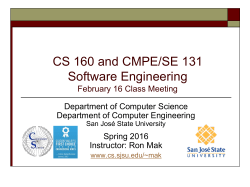 CS 160: Software Engineering - Department of Computer Science