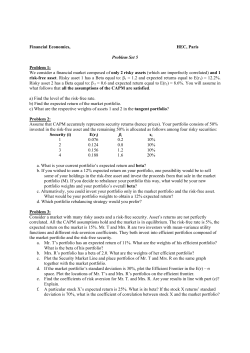 Financial Economics, HEC, Paris Problem Set 5 Problem 1