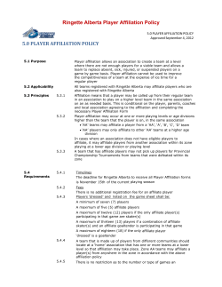 Ringette Alberta Player Affiliation Policy 5.0