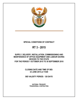 Special Requirements and Conditions of Contract: RT xxx