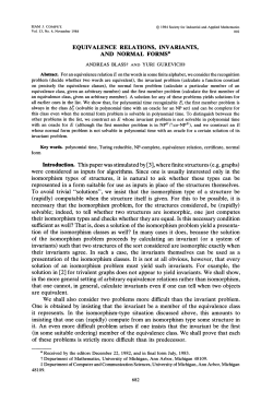 equivalence relations, invariants, and normal forms
