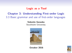 Logic as a Tool 3mm Chapter 3: Understanding First