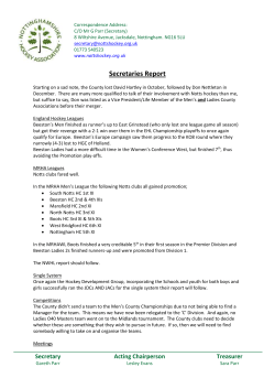 AGM 2011 &ndash; Secretaries Report - Nottinghamshire Hockey Association