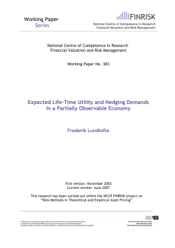 Working Paper Series Expected Life-Time Utility