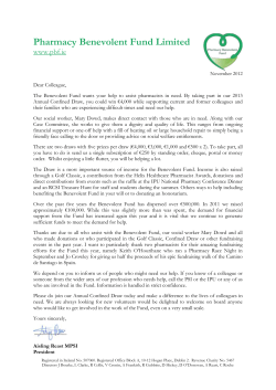 The Benevolent Fund wants your help to assist pharmacists in need