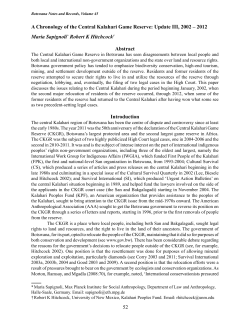 52 A Chronology of the Central Kalahari Game Reserve: Update III