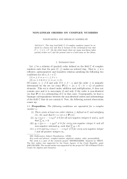 NON-LINEAR ORDERS ON COMPLEX NUMBERS 1. Introduction