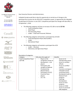 Dear Executive Directors and Administrators, Volleyball Canada