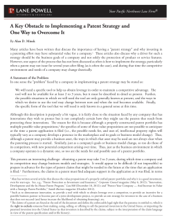 A Key Obstacle to Implementing a Patent Strategy and One Way to