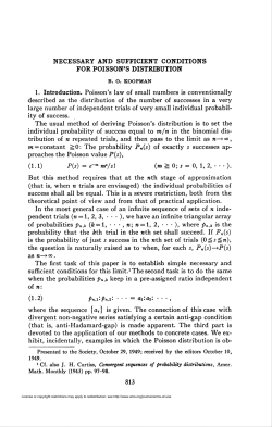 necessary and sufficient conditions for poisson`s distribution 813