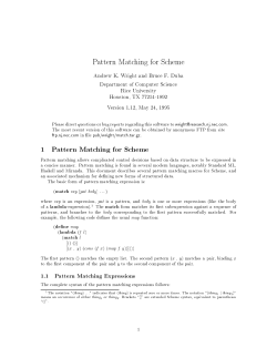 1 Pattern Matching for Scheme