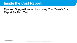 Presentation title in SAE Blue, Arial Bold 21pt on