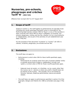 tariff for - PRS for Music
