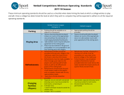 Netball Competitions Minimum Operating Standards