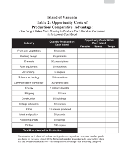 Island of Fiji Table 2: Opportunity Costs of Production