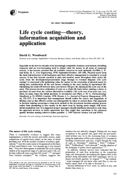 Life cycle costing--theory, information acquisition and application
